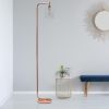 Modern Iron Lantern Floor Lamp with Glass Shade, Rose Gold