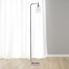 Modern Iron Lantern Floor Lamp with Glass Shade, Chrome