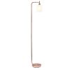 Modern Iron Lantern Floor Lamp with Glass Shade, Rose Gold