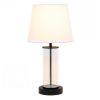 Encased Metal and Clear Glass Table Lamp, White on Black