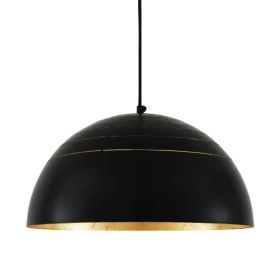 Midas Black Dome Gold Leaf Pendant Light 15.7"