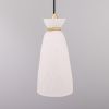 Parva Ceramic Bathroom Pendant Light 5.5", Matte White Striped IP44