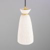 Parva Ceramic Bathroom Pendant Light 5.5", Matte White Striped IP44