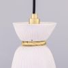 Parva Ceramic Bathroom Pendant Light 5.5", Matte White Striped IP44