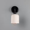 Osier Organic Ceramic Bathroom Wall Sconce, Matte White Striped IP44