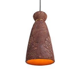 Pando Organic Ceramic Pendant Light 5.5", Red Iron