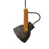 Pera Ceramic Pendant with Rescued Fire Hose Strap, Black Clay