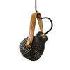 Pera Ceramic Pendant with Rescued Fire Hose Strap, Black Clay