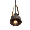 Pera Ceramic Pendant with Rescued Fire Hose Strap, Black Clay