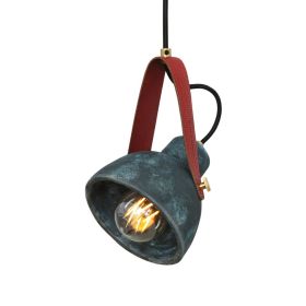 Pera Ceramic Pendant with Rescued Fire Hose Strap, Blue Earth