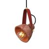 Pera Ceramic Pendant with Rescued Fire Hose Strap, Red Iron