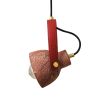 Pera Ceramic Pendant with Rescued Fire Hose Strap, Red Iron