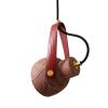 Pera Ceramic Pendant with Rescued Fire Hose Strap, Red Iron