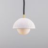 Ferox Small Ceramic Dome Pendant Light 5.5", Matte White Striped