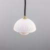 Ferox Small Ceramic Dome Pendant Light 5.5", Matte White Striped