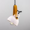 Pera Ceramic Pendant with Rescued Fire Hose Strap, Matte White Striped