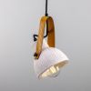 Pera Ceramic Pendant with Rescued Fire Hose Strap, Matte White Striped