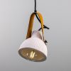 Pera Ceramic Pendant with Rescued Fire Hose Strap, Matte White Striped