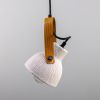 Pera Ceramic Pendant with Rescued Fire Hose Strap, Matte White Striped