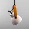 Pera Ceramic Pendant with Rescued Fire Hose Strap, Matte White Striped