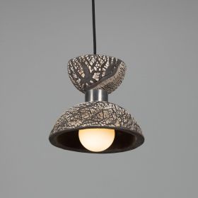 Nakaii Organic Ceramic Pendant Light 7.9", Black Clay