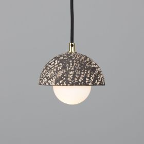 Ferox Small Ceramic Dome Pendant Light 5.5", Black Clay