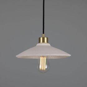 Pyrus Organic Ceramic Pendant Light 11", Matte White Striped