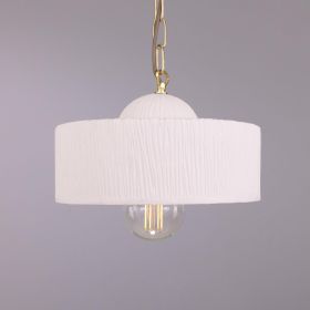 Seville Ceramic Mid Century Modern Pendant Light, Matte White Striped