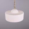 Seville Ceramic Mid Century Modern Pendant Light, Matte White Striped