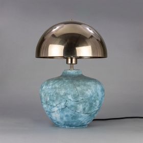 Lawson Ceramic Table Lamp with Brass Dome Shade, Blue Earth