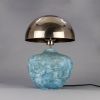 Lawson Ceramic Table Lamp with Brass Dome Shade, Blue Earth