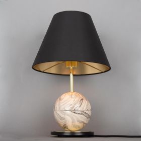 Byrd Marbled Ceramic Table Lamp with Fabric Shade