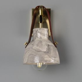 Nagi Marbled Ceramic Wall Sconce with Rescued Fire Hose Strap