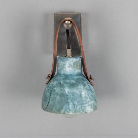 Nagi Organic Ceramic Wall Sconce with Rescued Fire Hose Strap, Blue Earth