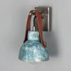 Nagi Organic Ceramic Wall Sconce with Rescued Fire Hose Strap, Blue Earth