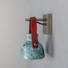 Nagi Organic Ceramic Wall Sconce with Rescued Fire Hose Strap, Blue Earth