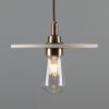 Bog Oak Organic Ceramic Disc Bathroom Pendant Light 11", Matte White Striped IP44