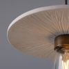 Bog Oak Organic Ceramic Disc Bathroom Pendant Light 11", Matte White Striped IP44