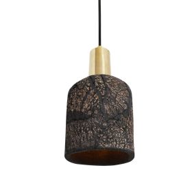 Osier Organic Ceramic Pendant Light 4.5", Black Clay (Option: BlackClay, Material: SatinBrass)