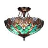 2-Light Antique Dark Bronze Finish Ceiling Semi-Flush Mount 16" Wide