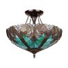 2-Light Antique Dark Bronze Finish Ceiling Semi-Flush Mount 16" Wide