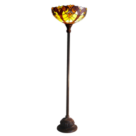 LIAISON Tiffany-style 1 Light Victorian Torchiere Floor Lamp 15" Shade (Option: Glass, resin, metal & electrical components)