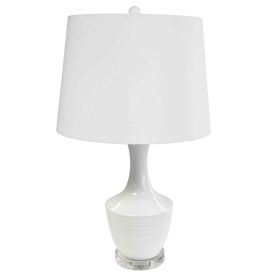 1LT Incandescent Table Lamp, WH, WH Shade (Option: Ceramic)