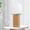 Lalia Home Lexington 21" Leather Base Modern Home Décor Bedside Table Lamp