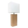 Lalia Home Lexington 21" Leather Base Modern Home Décor Bedside Table Lamp