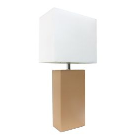 Lalia Home Lexington 21" Leather Base Modern Home Décor Bedside Table Lamp (Option: Beige)