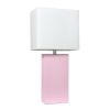 Lalia Home Lexington 21" Leather Base Modern Home Décor Bedside Table Lamp