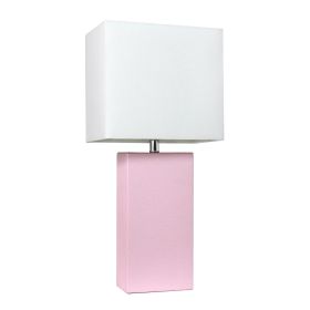 Lalia Home Lexington 21" Leather Base Modern Home Décor Bedside Table Lamp (Option: Blush Pink)