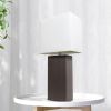 Lalia Home Lexington 21" Leather Base Modern Home Décor Bedside Table Lamp