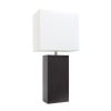 Lalia Home Lexington 21" Leather Base Modern Home Décor Bedside Table Lamp